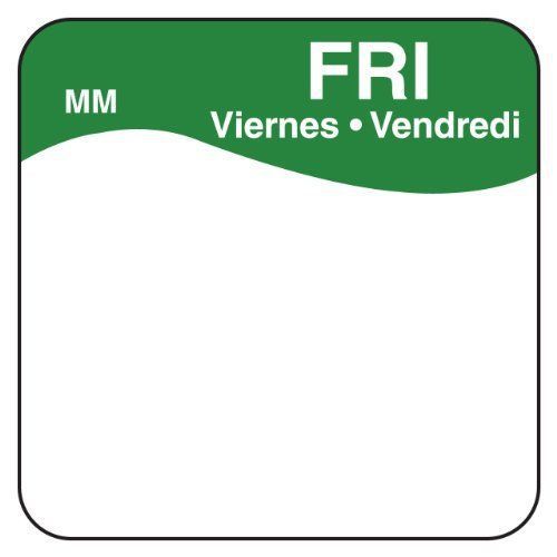 Movemark day of the week trilingual label friday 1&#034; x 1&#034; green roll 1100345 for sale