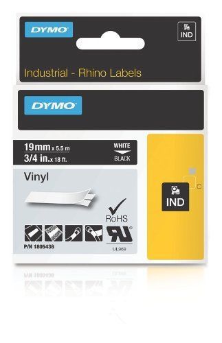 DYMO Rhino Adhesive Vinyl Label Tape  3/4-inch  18-foot Cassette  Black (1805436