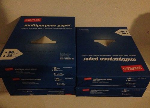 SHIP Fast Priority ~ NEW Staples 8.5&#034; x 11&#034; Copy Paper, 5-Ream total 2500 Sheets