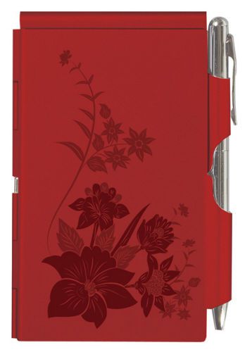 #8730 -- red floral wellspring flip case note pad &amp; pen -wow! for sale