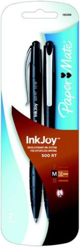Sanford paper mate inkjoy 500 retractable ballpoint pen med point black 2 count for sale