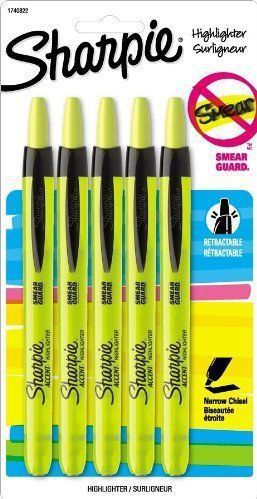 Accent Pen Style Retractable Highlighter Fluorescent Yellow 5 Pack 1740822