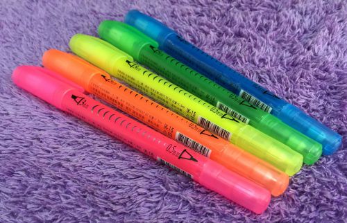 5x Highlighter Pens Both ends SKB High Quality 0.5mm 3mm Yellow Blue Green Gift
