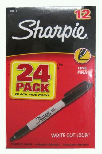 Sharpie Permanent Markers Fine Point Black (24 Pack)