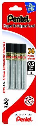 Pentel 05 Super Hi-Polymer 0.5mm HB 36 Mechanical Pencil Lead Refills 0.5 mm