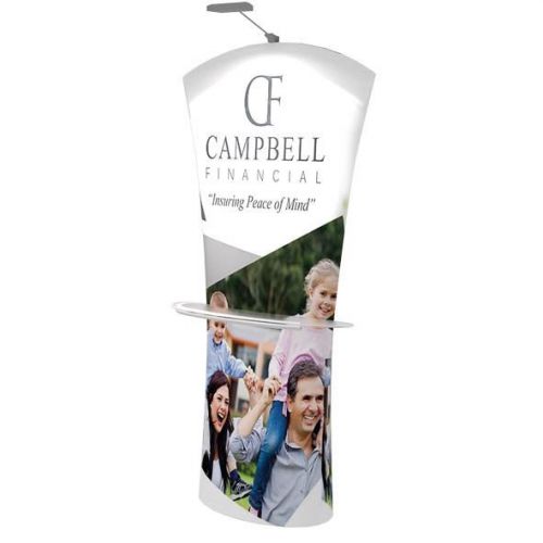 Brandcusi banner stands, fabric tension, oblique angle, free custom print for sale