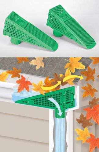 Lot of 2 screened Gutter downspout leaf rain debris guards wedges covers new