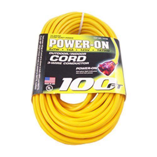 Electrical Extension Cord Heavy Lighted Construction Building 100 Feet Yellow