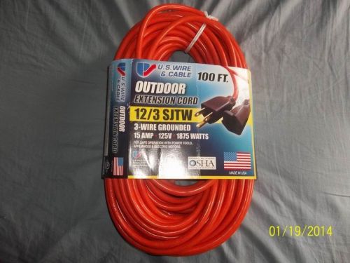 Us wire 65100 12/3 100-foot sjtw orange heavy duty extension cord for sale