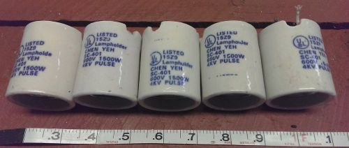 Lot of 5 Ceramic Lampholders-Listed Chen Yeh 600V 4KV Pulse
