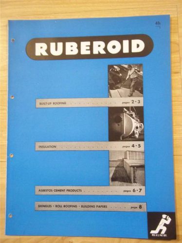 Ruberoid Co Catalog~Asbestos~Pipe Insulation/Paper/Roofing/Siding/Shingles