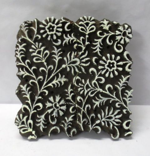 WOODEN HAND CARVED TEXTILE PRINTING FABRIC BLOCK STAMP RUSTIC FURNITURE DECOR 19
