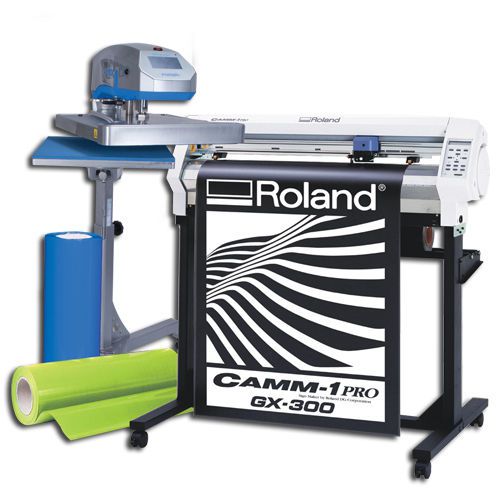 Roland gx-300 pro vinyl cutter, stand, stahls air fusion heat press pro package for sale
