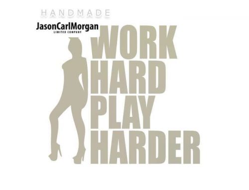 JCM® Iron On Applique Decal, Work Hard Play Hard Silver