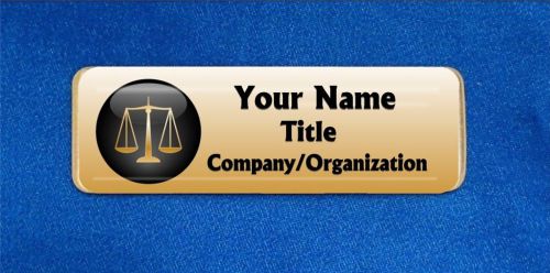 Scales of Justice Custom Personalized Name Tag Badge ID Lawyer Paralegal Law