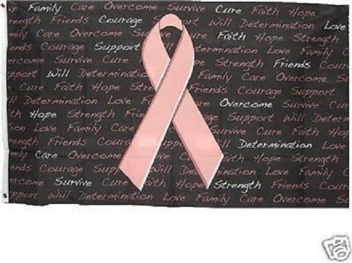 Susan G. Komen for the Cure Ribbon Flag 3x5&#039; Overcome Survive Courage Sku333