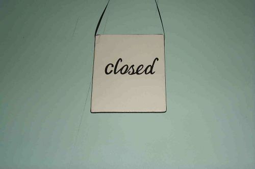 OPEN CLOSED Boutique Business Sign - small handmade wood and ribbon