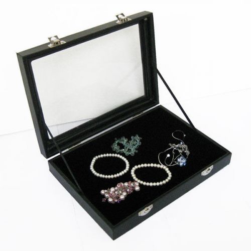 Glass Window  Jewelry Showcase Bracelet Ring Velvet Holder Display Box 9&#034;