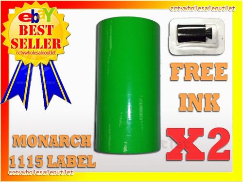 2SLEEVES FLUORESCENT GREEN LABEL FOR MONARCH 1115 PRICING GUN 2 SLEEVES=20ROLLS