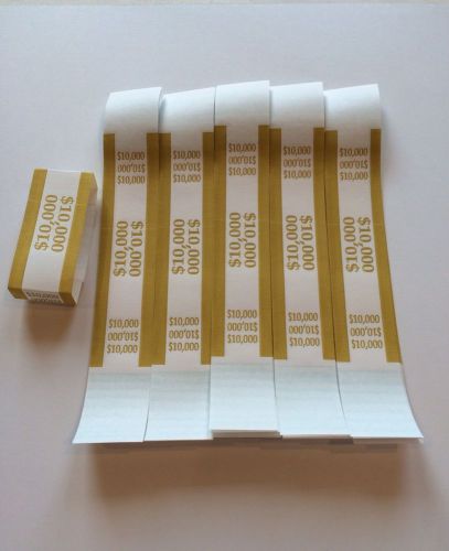 25 New Self-Adhesive Currency Gold Bands $10,000 Denomination Straps 100 Notes