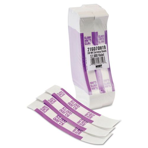 MMF Industries Self-Adhesive Currency Straps Violet $2,000 in $20&#039;s - 1000 bands