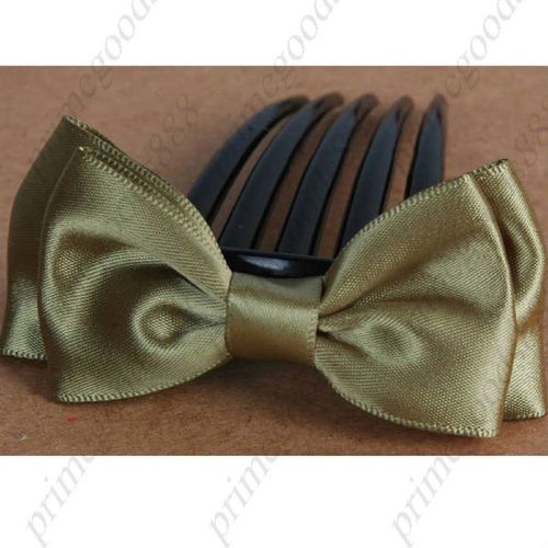 Silk Bowknot Hair Accessories Hairpin Comb Hair Device Bow Clip Green