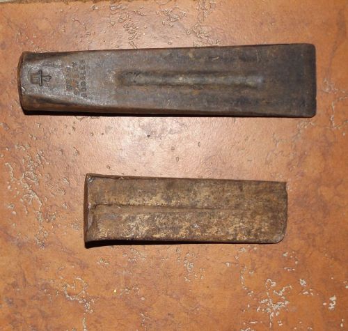 2 Iron Logging Wedges 9 x 2.25 and 6.25 x 2 large one marked M 1/4