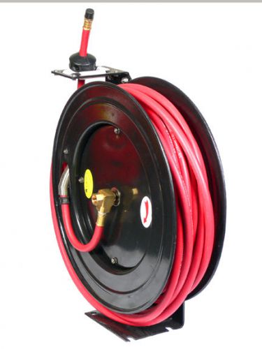 50FT 3/8&#039;&#039; RETRACTABLE RUBBER AIR HOSE REEL 1/4&#039;&#039; BRASS THREAD 300 PSI /800 PSI