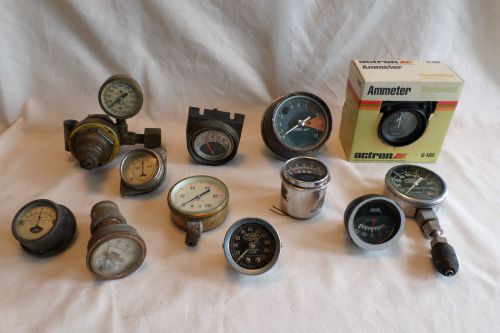 Large mixed lot brass pressure gauge ammeter compression testers tachometer for sale