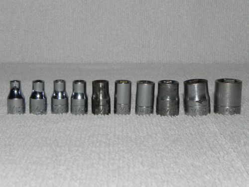 10 Vintage Craftsman V-Series 6 Point 1/4&#039;&#039; Dr. Standard Socket Set