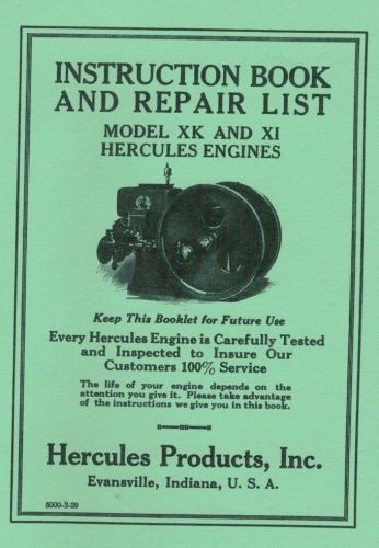 Hercules Model XK XI Engine Instruction Repair Book Gas Motor Flywheel