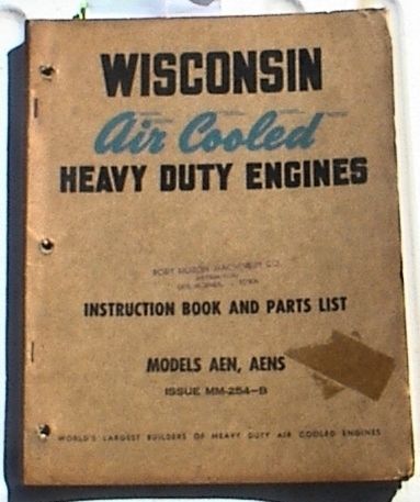 Wisconsin model aen &amp; aens heavy duty engine instruction book &amp;  parts list 1951 for sale