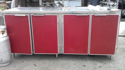 Stainless Steel Restaurant Cabinet with Red Doors