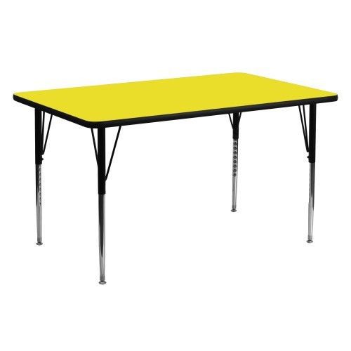 Flash furniture xu-a2460-rec-yel-h-a-gg 24&#034; x 60&#034; rectangular activity table, hi for sale