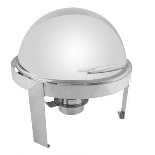 6 QUART ROUND ROLL TOP CHAFER - STAINLESS STEEL HANDLE - SWIVELS OPEN SLRCF0860Z
