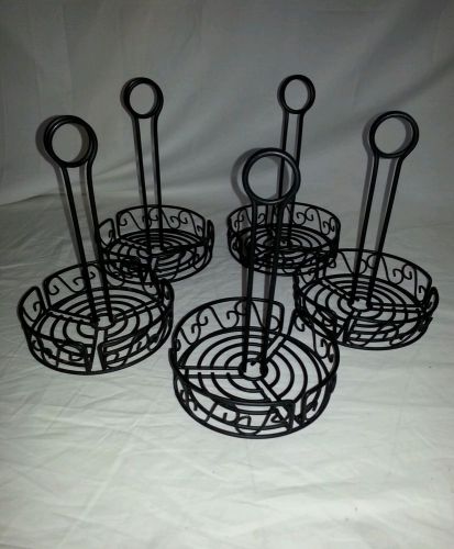 Spectrum Black Scroll Condiment Stand With Menu Holder Lot of 5