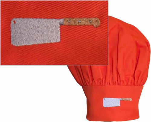 Clever Chef Knife Orange Puffy Hat Adult Adjustable Kitchen Cook Monogram Custom