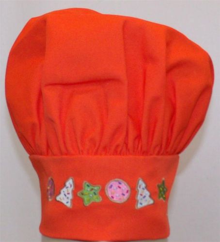 Orange Christmas Cookies Adult Chef Hat Star Tree Circle Holiday Embroidery NWT!