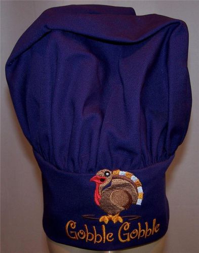 Gobble Gobble Thanksgiving Day Turkey Purple Adjustable Adult Chef Hat Puffy NWT