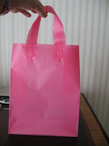 Plastic Shopping Bags 40 Pink Frosty Retail Merchant 10x5x13 Roomy Stand Alone$