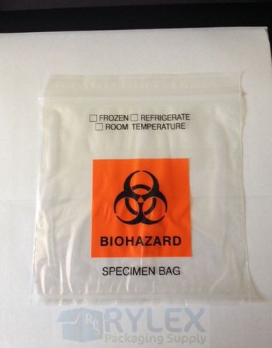 (100) 6x6&#034; Biohazard Specimen Bags Tri-Wall Reclosable