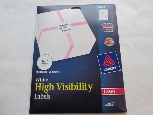 AVERY WHITE HIGH VISIBILITY ROUND LABELS ITEM #5293 600 LABELS FREE SHIPPING USA