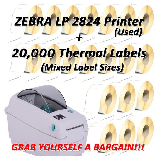 Zebra LP2824 Thermal Printer &amp; 20,000 Thermal Self Adhesive Labels - BARGAIN!!!