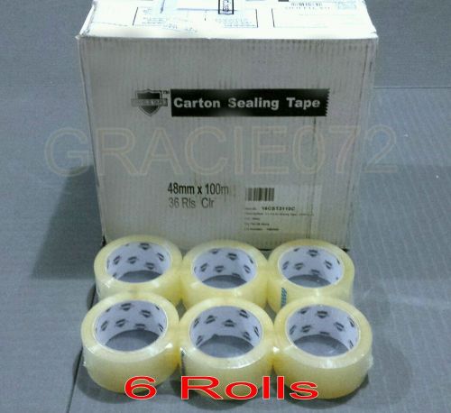 6 ROLLS Carton Sealing Clear Packing/Shipping/Box Tape - 1.6 Mil- 2&#034; x 110 Yards