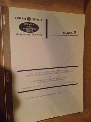 VINTAGE LAB GE GENERAL ELECTRIC THIN FILMS ELECTRONIC DEPOSITION PROPERTIES