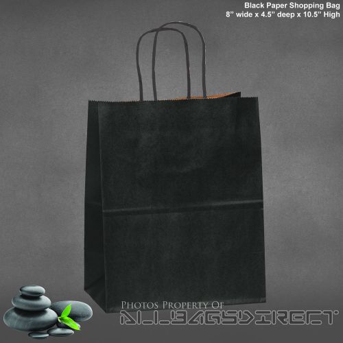 25 pcs black paper bag retail bag merchandise bag kraft bag  8&#034;x4.75&#034;x10&#034; for sale