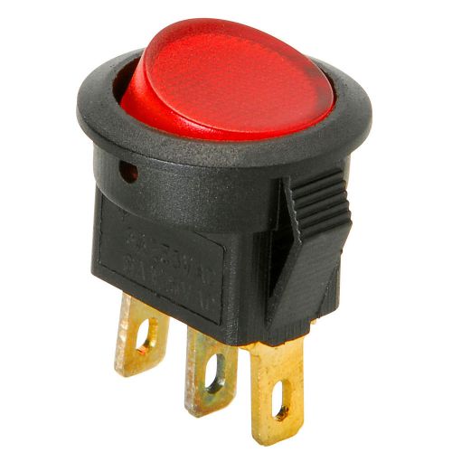SPST Mini Round Rocker Switch w/Red Illumination 125VAC 060-712