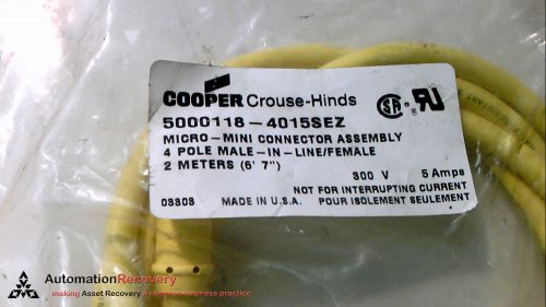 COOPER CROUSE-HINDS 5000118-4015SEZ  MICRO MINI CORDSET, NEW