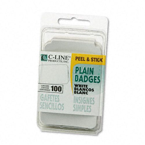 C-line pressure sensitive badge 3.5&#034;&#034; w x 2.25&#034;&#034; length 100/box rectangle white for sale