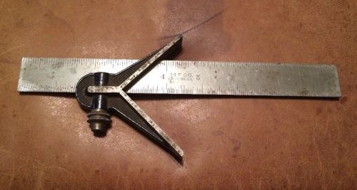 Vintage Machinist 9&#034; Stainless Ruler With Angle Tool